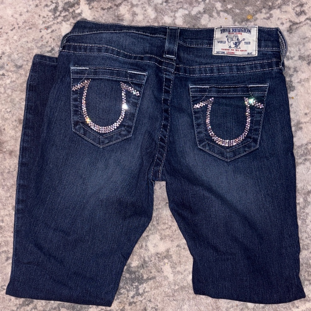 Women's Blue Jeans bling booty true religion